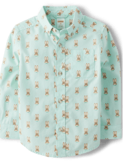 Camisa con botones de popelín conejito para niño - Signs of Spring