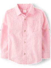 Kids Linen-Blend Button Up Shirt