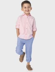 Kids Linen-Blend Button Up Shirt