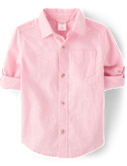 Kids Linen-Blend Button Up Shirt