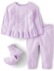 Baby Girls Cable Knit Sweater 3-Piece Outfit Set - Homegrown by Gymboree