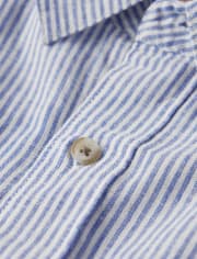 Mens Dad And Me Striped Button Up Shirt - Linen