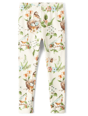 Girls Floral Bird Leggings - Signs of Spring