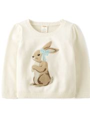 Girls Embroidered Bunny Sweater - Signs of Spring