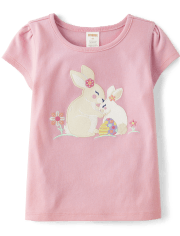 Girls Embroidered Bunny Top - Spring Celebrations