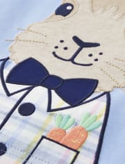 Boys Embroidered Bunny Top - Garden Party