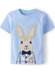 Boys Embroidered Bunny Top - Garden Party