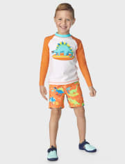 Boys Embroidered Dino Rashguard - Splish-Splash