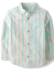 Boys Dad And Me Striped Poplin Button Up Shirt - Signs of Spring