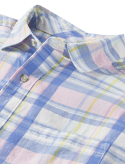 Camisa con botones de popelín a cuadros familiares a juego para hombre - Celebraciones de primavera