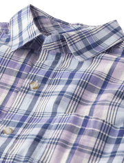 Mens Dad And Me Plaid Poplin Button Up Shirt - Lovely Lavender