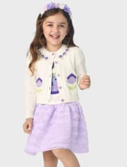 Girls Embroidered Floral Watering Can Top - Lovely Lavender