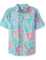 Mens Matching Family Tropical Button Up Shirt - Splish-Splash