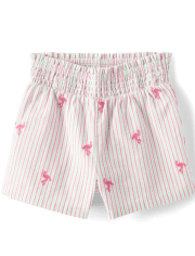 Girls Schiffli Flamingo Pull On Shorts - Seaside Palms