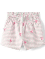 Short à enfiler Schiffli Flamingo pour filles - Seaside Palms