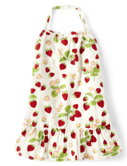 Girls Strawberry Ruffle Dress - Strawberry Sweetie