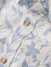 Mens Matching Family Palm Leaf Button Up Shirt - Little Essentials