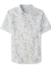 Mens Matching Family Palm Leaf Button Up Shirt - Little Essentials