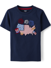 Boys Embroidered Map Top - American Cutie