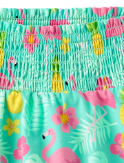 Girls Flamingo Smocked Skort - Seaside Palms