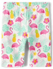 Shorts ciclistas con flamencos para niñas - Seaside Palms