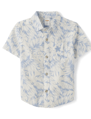 Chemise boutonnée assortie en forme de feuille de palmier pour garçons - Little Essentials