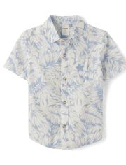 Boys Matching Family Palm Leaf Button Up Shirt - Little Classics