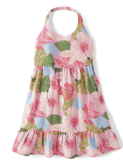 Girls Tropical Ruffle Dress - Little Essentials