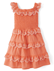 Girls Eyelet Ruffle Dress - Little Essentials