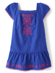 Girls Embroidered Floral Ruffle Dress - Little Classics