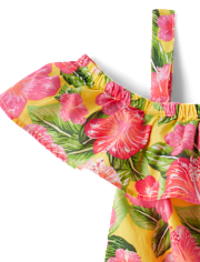 Girls Floral Ruffle 2-Piece Outfit Set - Little Essentials