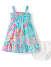 Baby Girls Matching Family Tropical Ruffle Dress - Splish-Splash