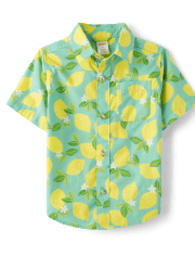 Boys Lemon Poplin Button Up Shirt - Little Classics