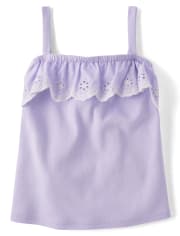 Girls Eyelet Ruffle Tank Top - Little Essentials
