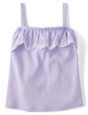 Girls Eyelet Ruffle Tank Top - Little Classics