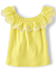Girls Eyelet Ruffle Top - Little Essentials