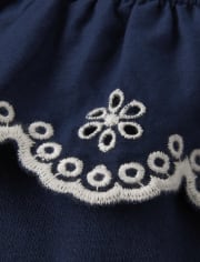 Girls Eyelet Ruffle Top - Little Essentials