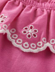 Girls Eyelet Ruffle Top - Little Essentials