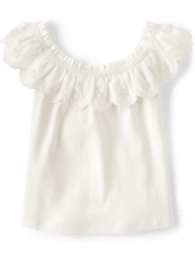 Girls Eyelet Ruffle Top - Little Essentials