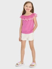 Girls Ruffle Pull On Shorts - Little Essentials