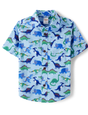 Boys Dino Button Up Shirt - Little Classics