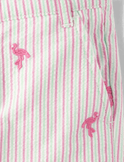 Boys Schiffli Flamingo Chino Shorts - Seaside Palms