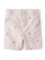 Boys Schiffli Flamingo Chino Shorts - Seaside Palms