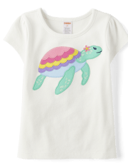Girls Embroidered Turtle Top - Little Classics