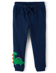 Pantalones jogger de polar con dinosaurio bordado para niños - Classroom Cutie