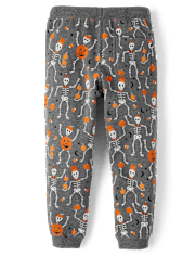 Pantalones jogger de forro polar con esqueleto para niños - Halloween