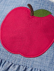 Jersey de cambray con manzanas bordadas para niñas - Classroom Cutie