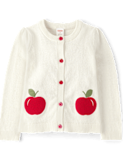 Cárdigan de manzana bordado para niñas - Classroom Cutie