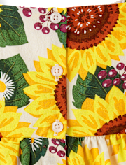 Girls Sunflower Flannel Fit And Flare Dress - Autumn Adventures