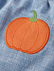 Girls Embroidered Pumpkin Chambray Skort - Autumn Adventures